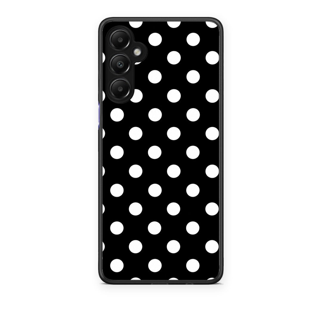 Θήκη Samsung Galaxy A05s White Polka Dots on Black από τη Smartfits με σχέδιο στο πίσω μέρος και μαύρο περίβλημα | Samsung Galaxy A05s White Polka Dots on Black case with colorful back and black bezels