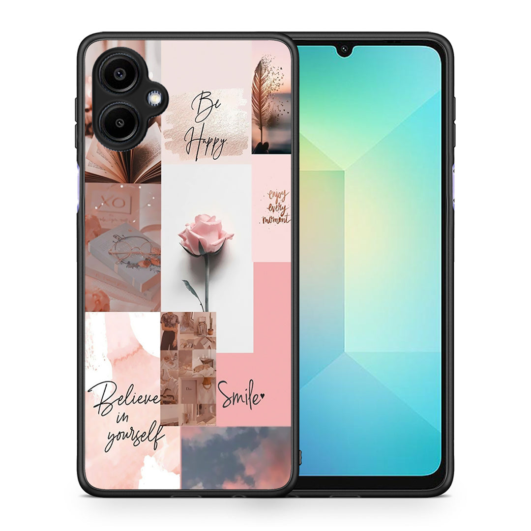 Θήκη Samsung Galaxy A06 Aesthetic Collage από τη Smartfits με σχέδιο στο πίσω μέρος και μαύρο περίβλημα | Samsung Galaxy A06 Aesthetic Collage case with colorful back and black bezels