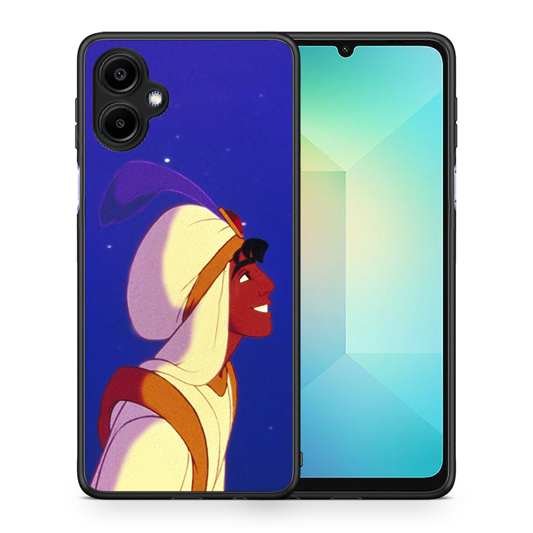 Θήκη Samsung Galaxy A06 Alladin And Jasmine Love 1 από τη Smartfits με σχέδιο στο πίσω μέρος και μαύρο περίβλημα | Samsung Galaxy A06 Alladin And Jasmine Love 1 case with colorful back and black bezels