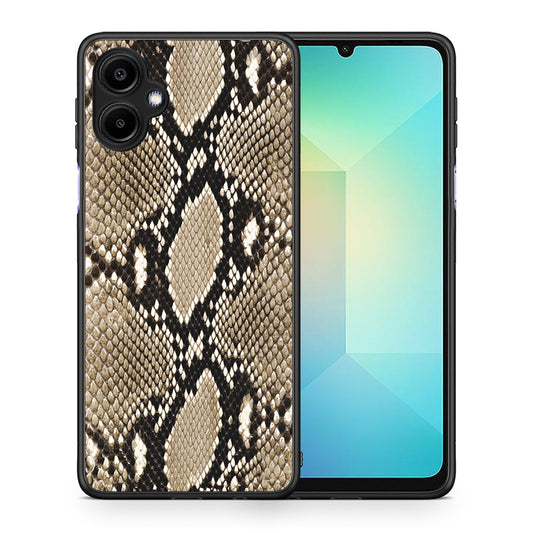 Θήκη Samsung Galaxy A06 Fashion Snake Animal από τη Smartfits με σχέδιο στο πίσω μέρος και μαύρο περίβλημα | Samsung Galaxy A06 Fashion Snake Animal case with colorful back and black bezels