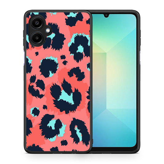 Θήκη Samsung Galaxy A06 Pink Leopard Animal από τη Smartfits με σχέδιο στο πίσω μέρος και μαύρο περίβλημα | Samsung Galaxy A06 Pink Leopard Animal case with colorful back and black bezels
