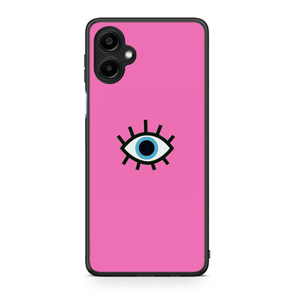 Samsung Galaxy A06 Blue Eye Pink θήκη από τη Smartfits με σχέδιο στο πίσω μέρος και μαύρο περίβλημα | Smartphone case with colorful back and black bezels by Smartfits