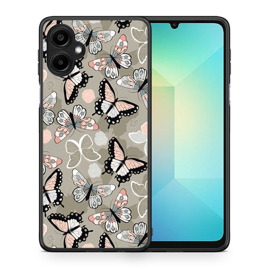 Θήκη Samsung Galaxy A06 Butterflies Boho από τη Smartfits με σχέδιο στο πίσω μέρος και μαύρο περίβλημα | Samsung Galaxy A06 Butterflies Boho case with colorful back and black bezels