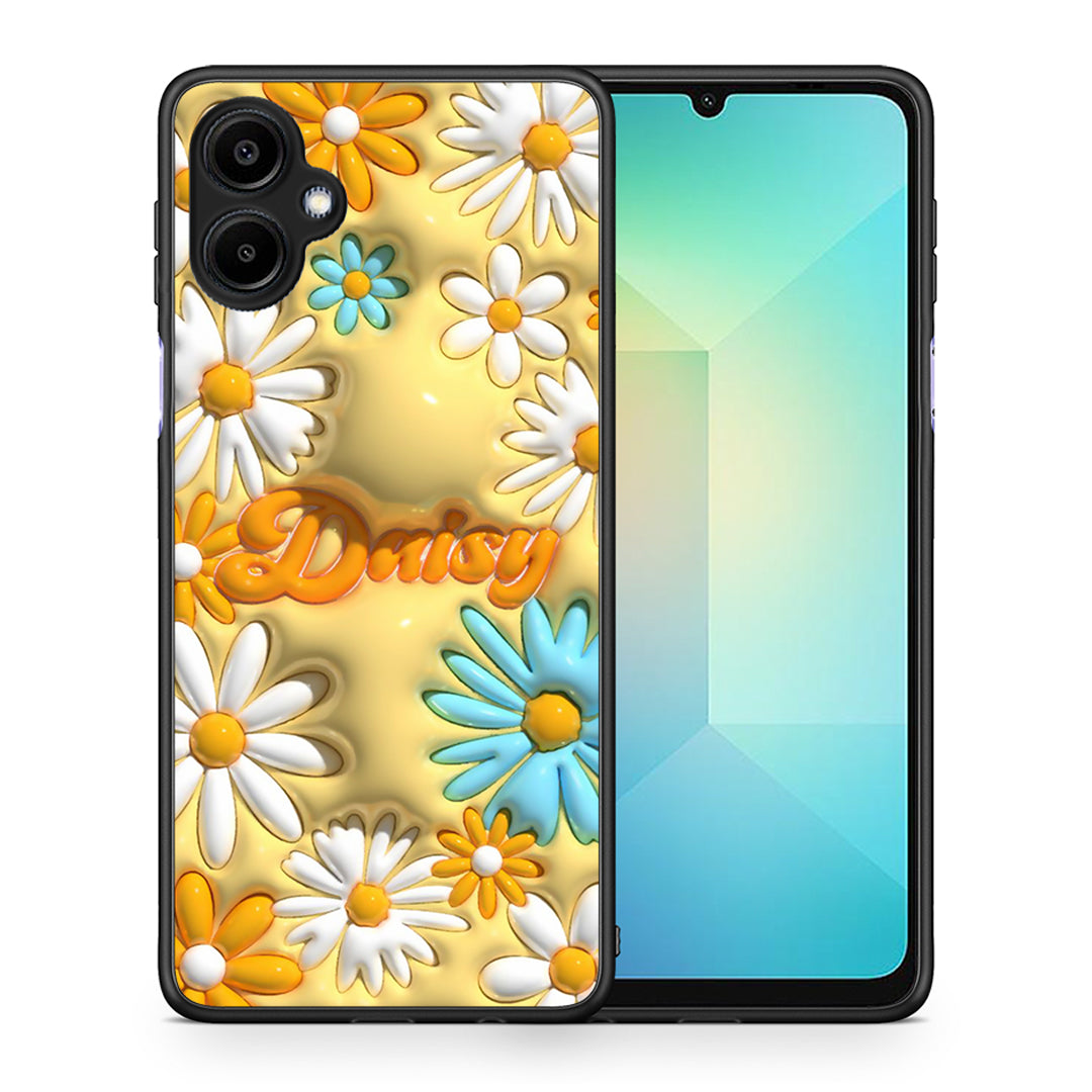 Θήκη Samsung Galaxy A06 Bubble Daisies από τη Smartfits με σχέδιο στο πίσω μέρος και μαύρο περίβλημα | Samsung Galaxy A06 Bubble Daisies case with colorful back and black bezels