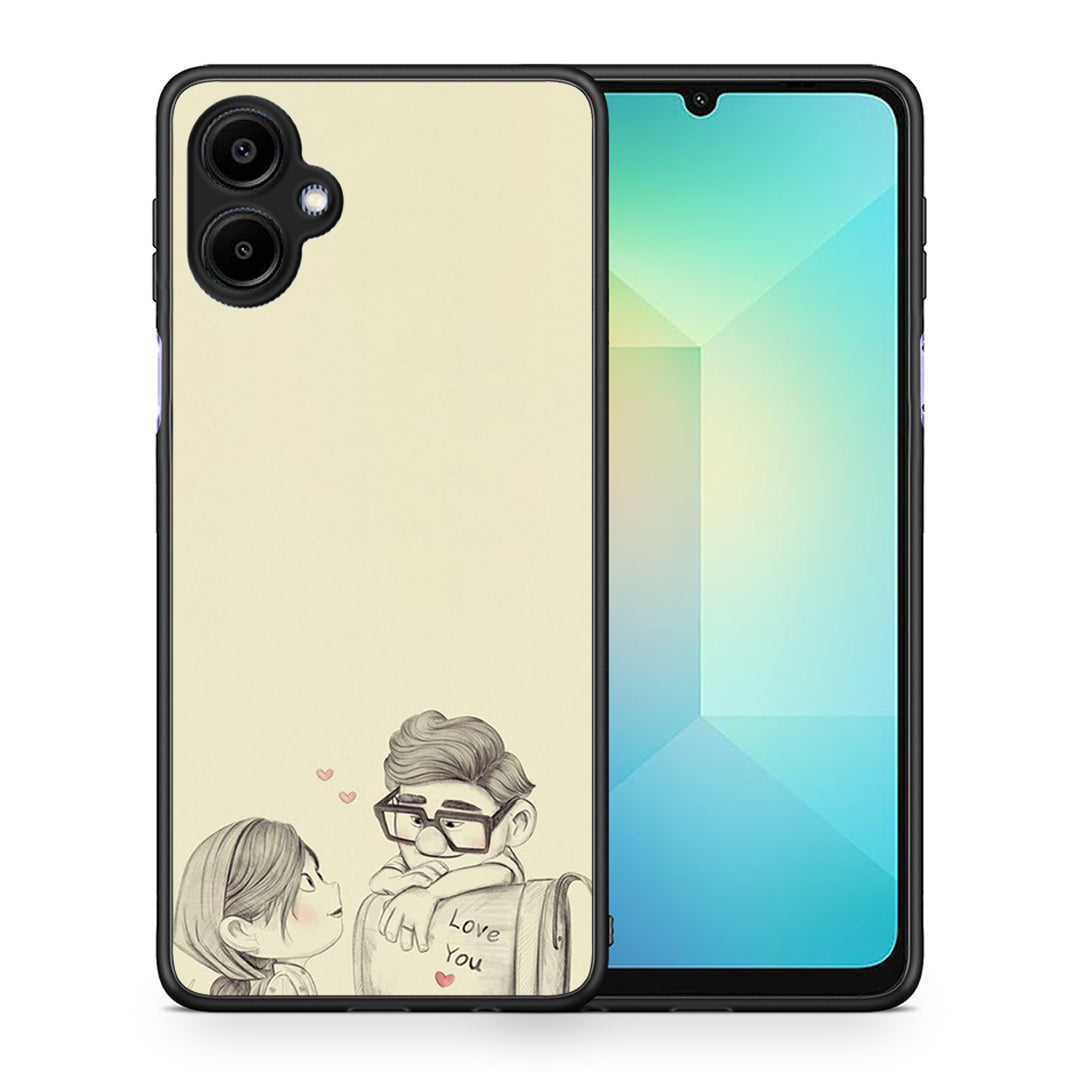 Θήκη Samsung Galaxy A06 Carl And Ellie από τη Smartfits με σχέδιο στο πίσω μέρος και μαύρο περίβλημα | Samsung Galaxy A06 Carl And Ellie case with colorful back and black bezels