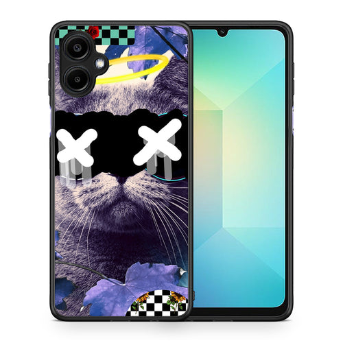Θήκη Samsung Galaxy A06 Cat Collage από τη Smartfits με σχέδιο στο πίσω μέρος και μαύρο περίβλημα | Samsung Galaxy A06 Cat Collage case with colorful back and black bezels