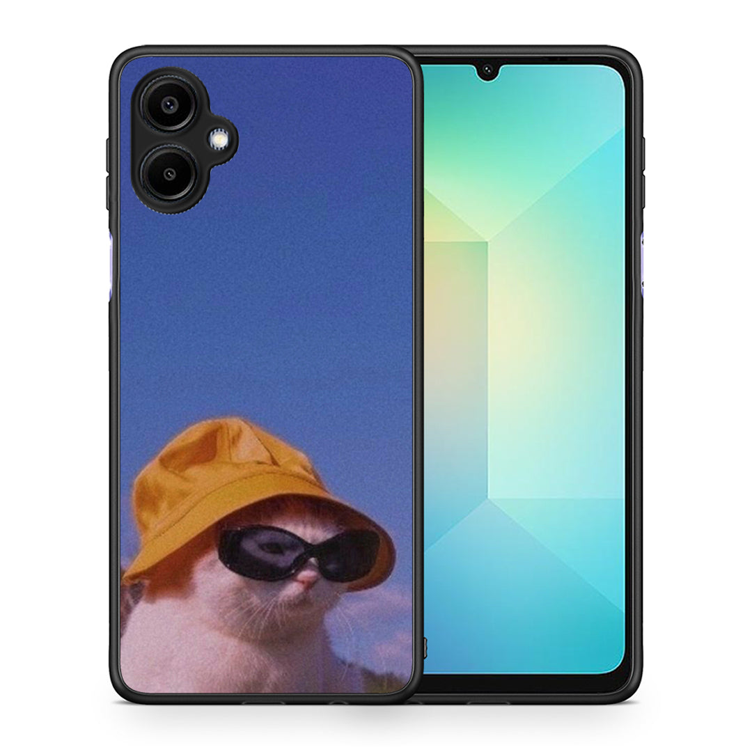 Θήκη Samsung Galaxy A06 Cat Diva από τη Smartfits με σχέδιο στο πίσω μέρος και μαύρο περίβλημα | Samsung Galaxy A06 Cat Diva case with colorful back and black bezels