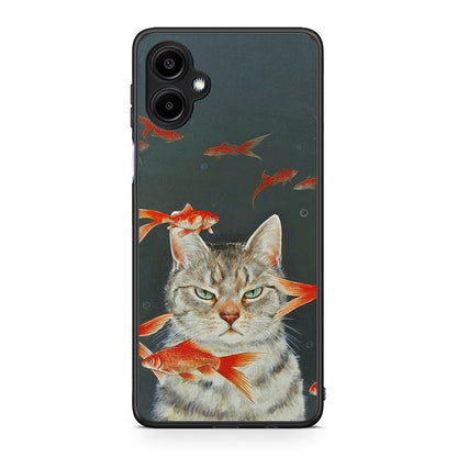 Samsung Galaxy A06 Cat Goldfish θήκη από τη Smartfits με σχέδιο στο πίσω μέρος και μαύρο περίβλημα | Smartphone case with colorful back and black bezels by Smartfits