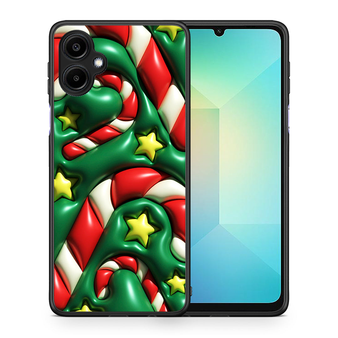 Θήκη Samsung Galaxy A06 Christmas Bubbles από τη Smartfits με σχέδιο στο πίσω μέρος και μαύρο περίβλημα | Samsung Galaxy A06 Christmas Bubbles case with colorful back and black bezels