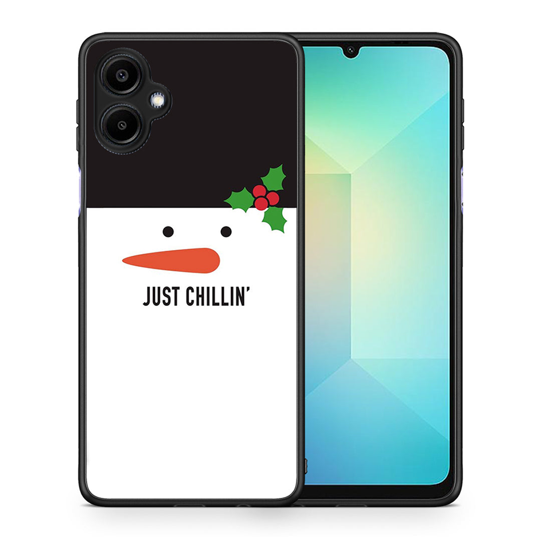 Θήκη Samsung Galaxy A06 Christmas Chillin από τη Smartfits με σχέδιο στο πίσω μέρος και μαύρο περίβλημα | Samsung Galaxy A06 Christmas Chillin case with colorful back and black bezels