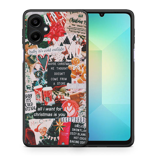 Θήκη Samsung Galaxy A06 Christmas Happiness από τη Smartfits με σχέδιο στο πίσω μέρος και μαύρο περίβλημα | Samsung Galaxy A06 Christmas Happiness case with colorful back and black bezels