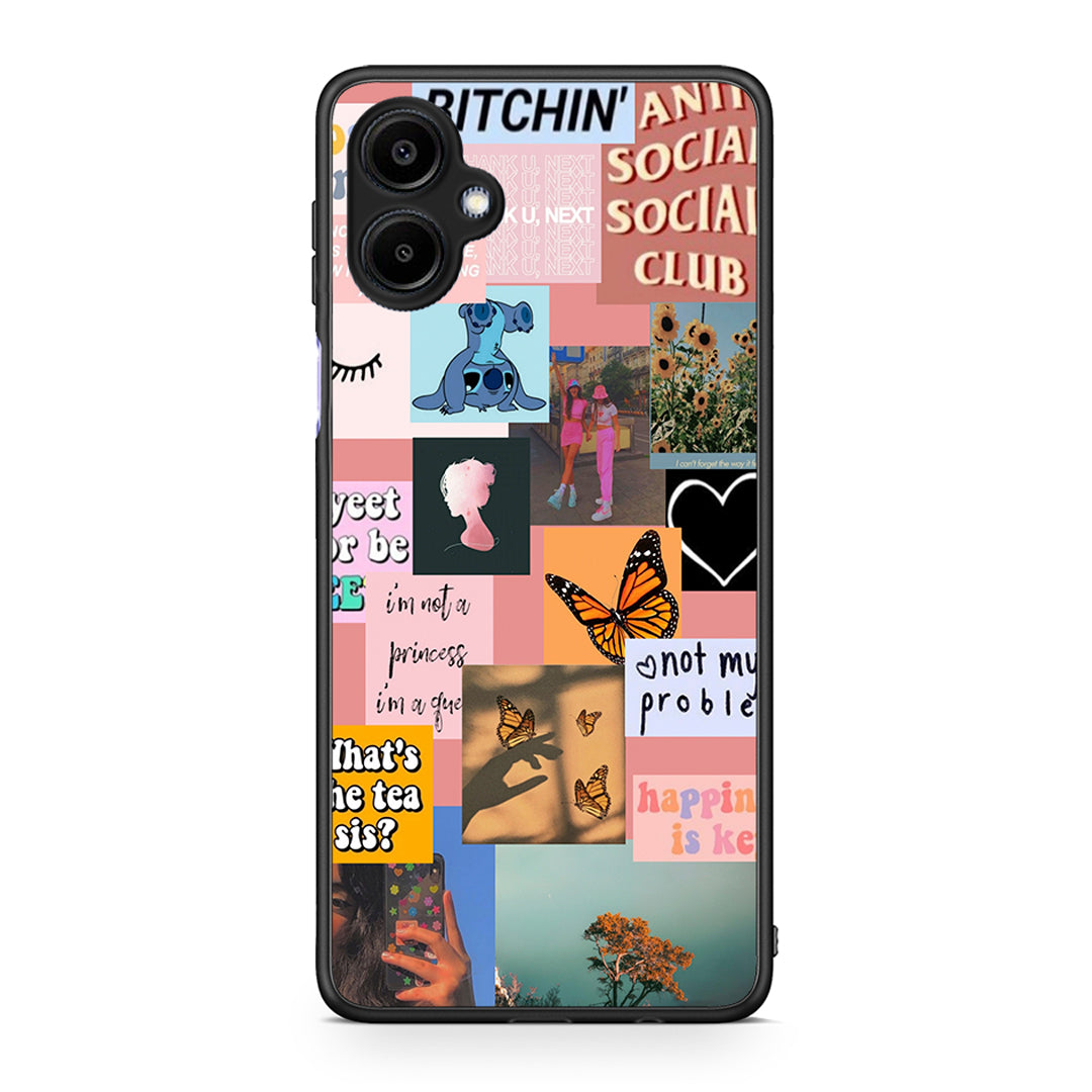 Samsung Galaxy A06 Collage Bitchin Θήκη Αγίου Βαλεντίνου από τη Smartfits με σχέδιο στο πίσω μέρος και μαύρο περίβλημα | Smartphone case with colorful back and black bezels by Smartfits