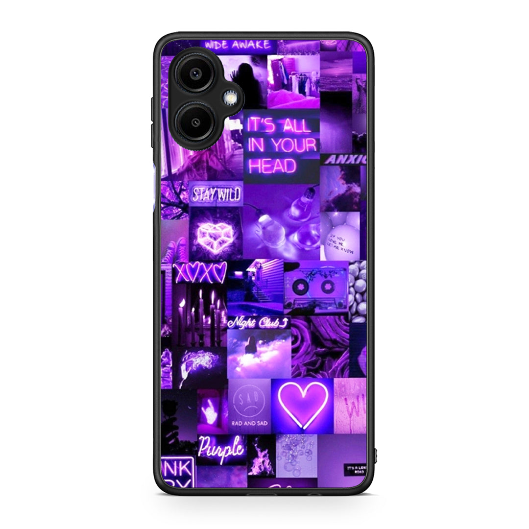 Samsung Galaxy A06 Collage Stay Wild Θήκη Αγίου Βαλεντίνου από τη Smartfits με σχέδιο στο πίσω μέρος και μαύρο περίβλημα | Smartphone case with colorful back and black bezels by Smartfits