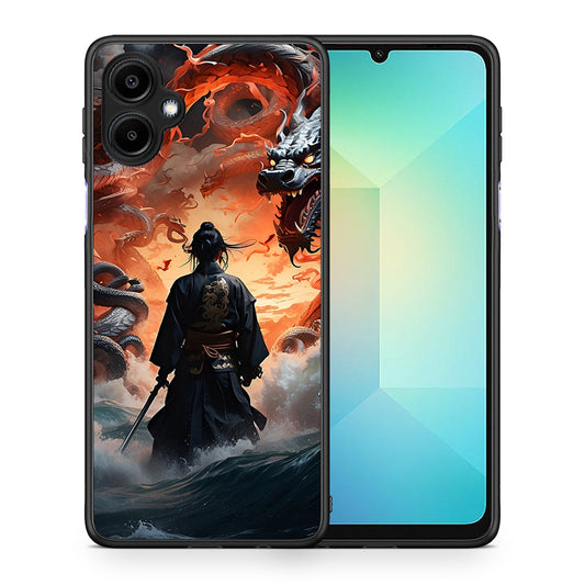 Θήκη Samsung Galaxy A06 Dragons Fight από τη Smartfits με σχέδιο στο πίσω μέρος και μαύρο περίβλημα | Samsung Galaxy A06 Dragons Fight case with colorful back and black bezels