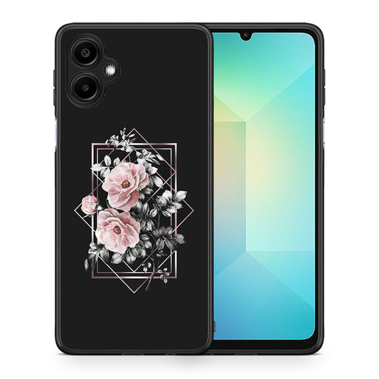 Θήκη Samsung Galaxy A06 Frame Flower από τη Smartfits με σχέδιο στο πίσω μέρος και μαύρο περίβλημα | Samsung Galaxy A06 Frame Flower case with colorful back and black bezels