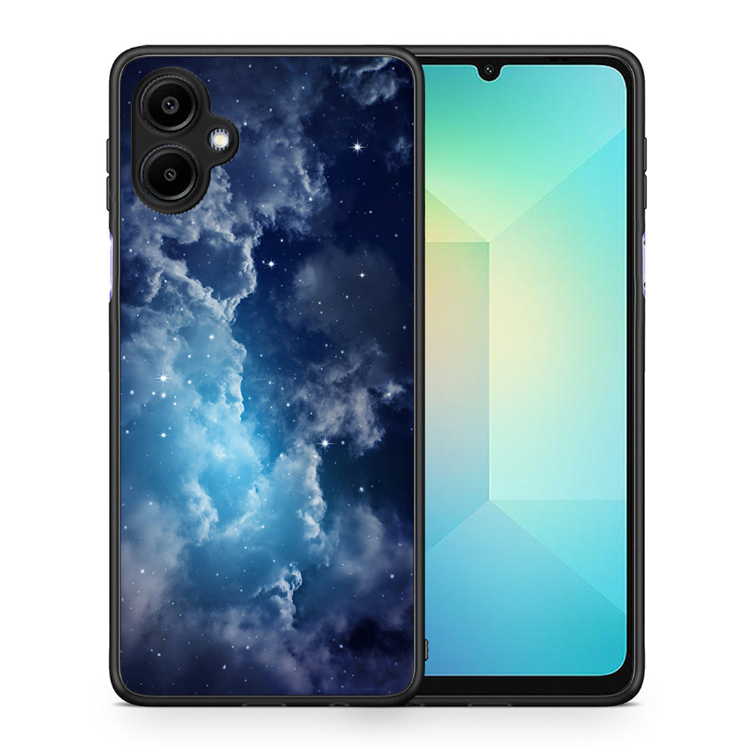 Θήκη Samsung Galaxy A06 Blue Sky Galaxy από τη Smartfits με σχέδιο στο πίσω μέρος και μαύρο περίβλημα | Samsung Galaxy A06 Blue Sky Galaxy case with colorful back and black bezels