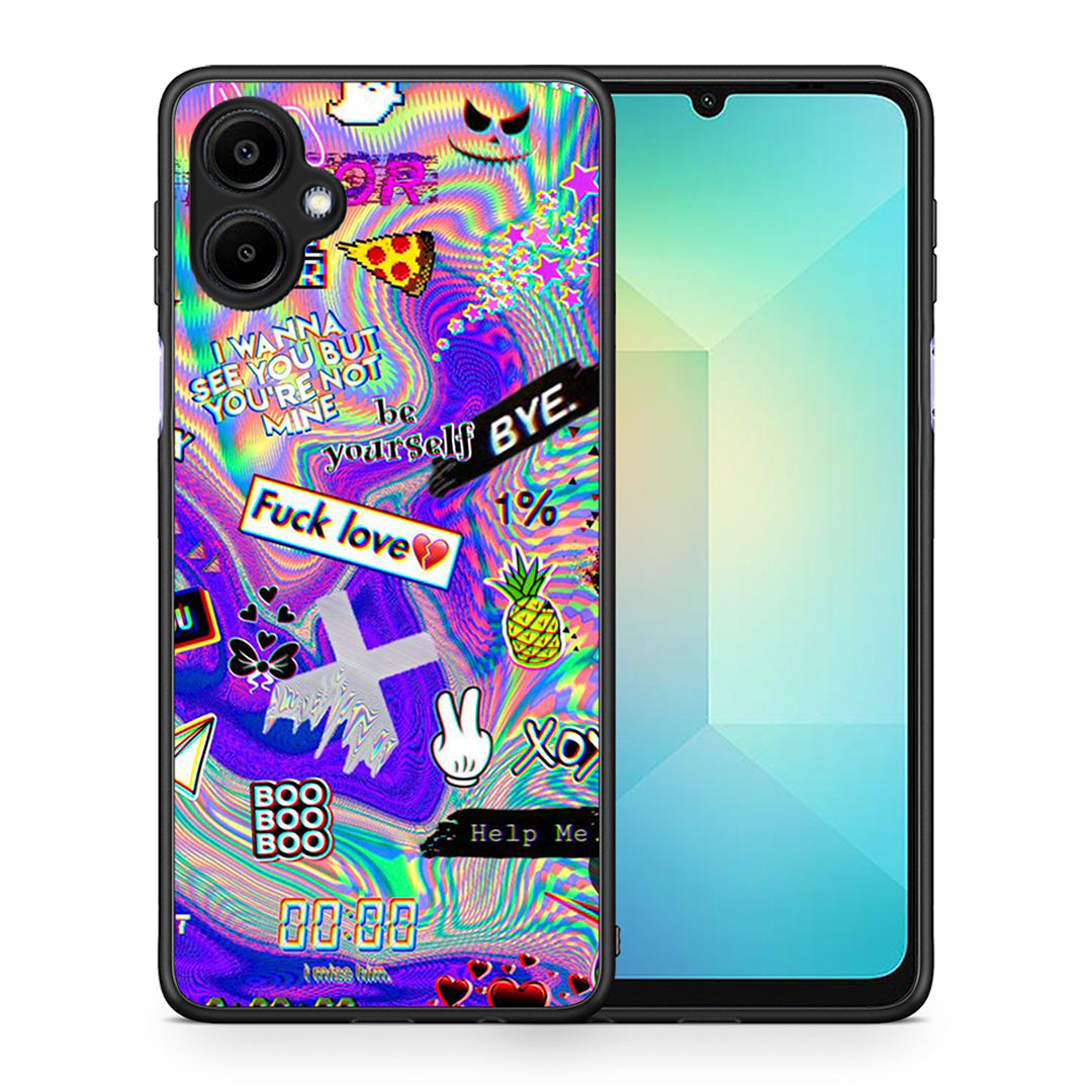 Θήκη Samsung Galaxy A06 Game Over από τη Smartfits με σχέδιο στο πίσω μέρος και μαύρο περίβλημα | Samsung Galaxy A06 Game Over case with colorful back and black bezels