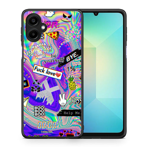 Θήκη Samsung Galaxy A06 Game Over από τη Smartfits με σχέδιο στο πίσω μέρος και μαύρο περίβλημα | Samsung Galaxy A06 Game Over case with colorful back and black bezels