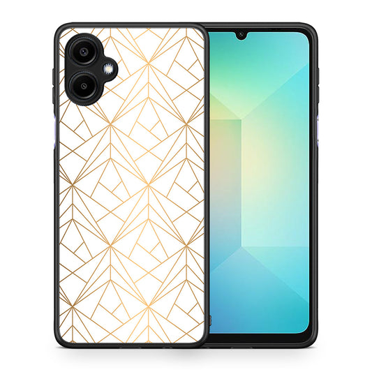 Θήκη Samsung Galaxy A06 Luxury White Geometric από τη Smartfits με σχέδιο στο πίσω μέρος και μαύρο περίβλημα | Samsung Galaxy A06 Luxury White Geometric case with colorful back and black bezels