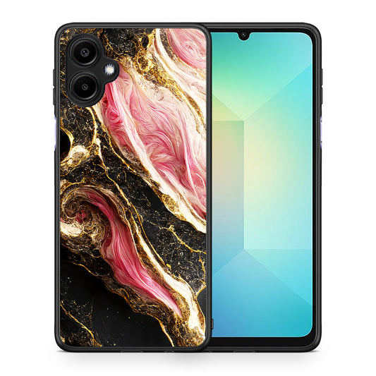 Θήκη Samsung Galaxy A06 Glamorous Pink Marble από τη Smartfits με σχέδιο στο πίσω μέρος και μαύρο περίβλημα | Samsung Galaxy A06 Glamorous Pink Marble case with colorful back and black bezels