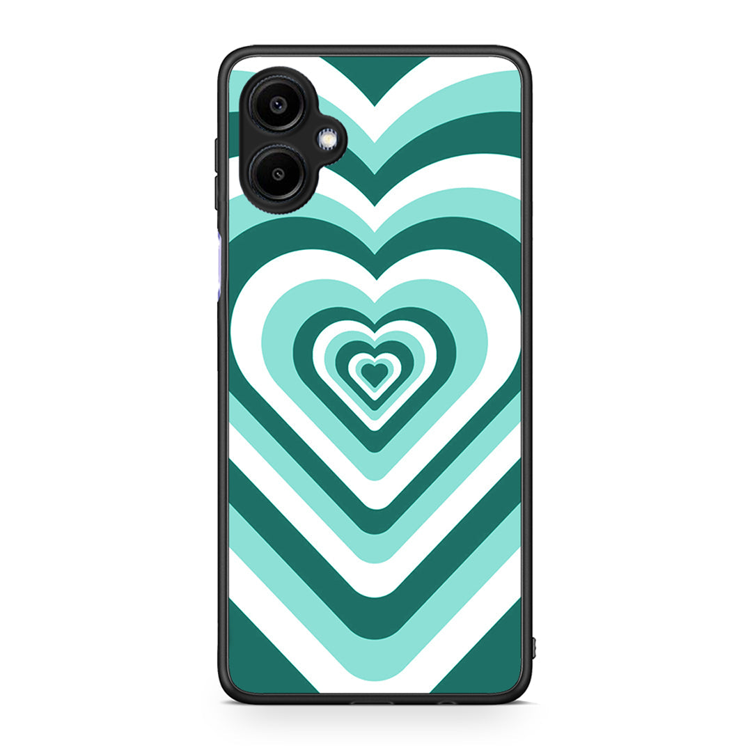 Samsung Galaxy A06 Green Hearts θήκη από τη Smartfits με σχέδιο στο πίσω μέρος και μαύρο περίβλημα | Smartphone case with colorful back and black bezels by Smartfits