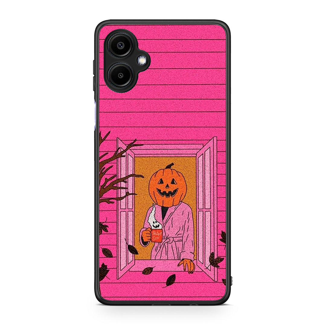 Samsung Galaxy A06 Halloween Pumpkin Lady Θήκη από τη Smartfits με σχέδιο στο πίσω μέρος και μαύρο περίβλημα | Smartphone case with colorful back and black bezels by Smartfits