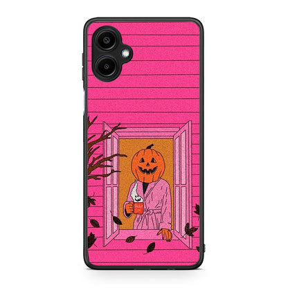 Samsung Galaxy A06 Halloween Pumpkin Lady Θήκη από τη Smartfits με σχέδιο στο πίσω μέρος και μαύρο περίβλημα | Smartphone case with colorful back and black bezels by Smartfits