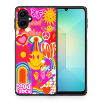 Thumbnail for Θήκη Samsung Galaxy A06 Hippie Love από τη Smartfits με σχέδιο στο πίσω μέρος και μαύρο περίβλημα | Samsung Galaxy A06 Hippie Love case with colorful back and black bezels