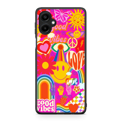Samsung Galaxy A06 Hippie Love θήκη από τη Smartfits με σχέδιο στο πίσω μέρος και μαύρο περίβλημα | Smartphone case with colorful back and black bezels by Smartfits