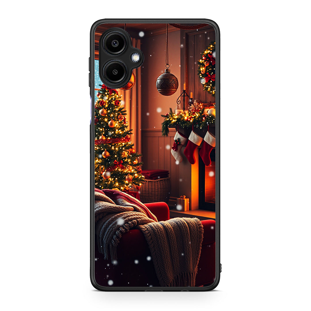 Samsung Galaxy A06 Home For Christmas θήκη από τη Smartfits με σχέδιο στο πίσω μέρος και μαύρο περίβλημα | Smartphone case with colorful back and black bezels by Smartfits