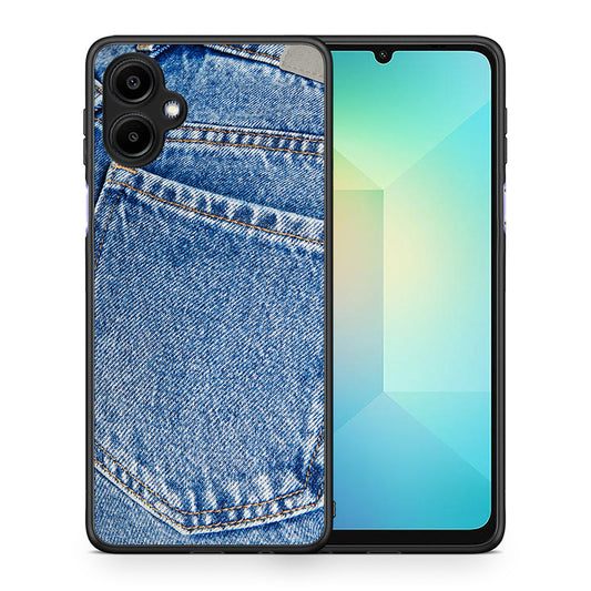 Θήκη Samsung Galaxy A06 Jeans Pocket από τη Smartfits με σχέδιο στο πίσω μέρος και μαύρο περίβλημα | Samsung Galaxy A06 Jeans Pocket case with colorful back and black bezels