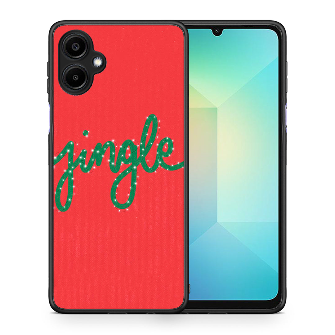 Θήκη Samsung Galaxy A06 Jingle Xmas από τη Smartfits με σχέδιο στο πίσω μέρος και μαύρο περίβλημα | Samsung Galaxy A06 Jingle Xmas case with colorful back and black bezels