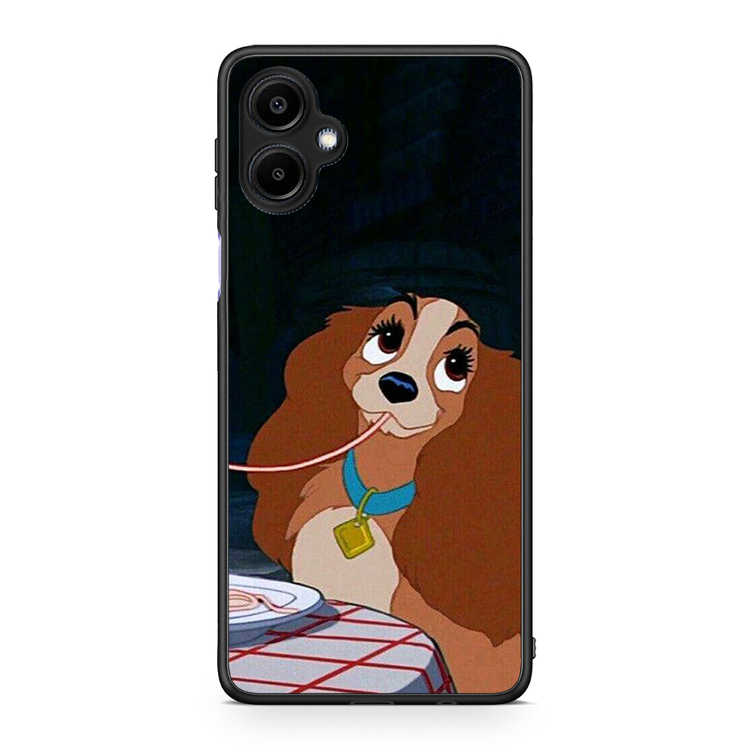 Samsung Galaxy A06 Lady And Tramp 2 Θήκη Αγίου Βαλεντίνου από τη Smartfits με σχέδιο στο πίσω μέρος και μαύρο περίβλημα | Smartphone case with colorful back and black bezels by Smartfits