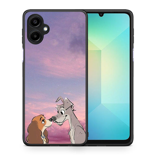 Θήκη Samsung Galaxy A06 Lady And Tramp από τη Smartfits με σχέδιο στο πίσω μέρος και μαύρο περίβλημα | Samsung Galaxy A06 Lady And Tramp case with colorful back and black bezels