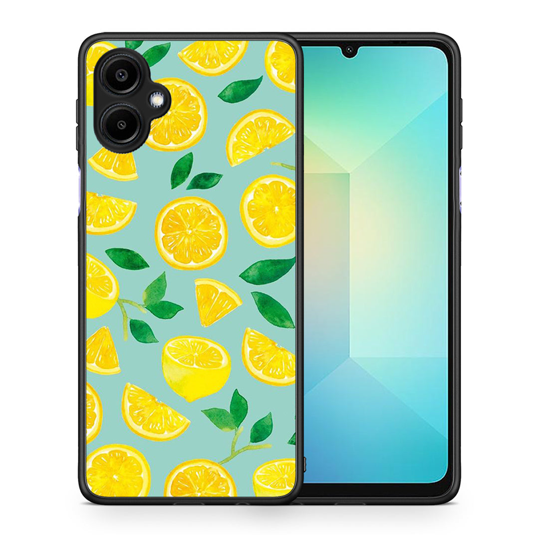 Θήκη Samsung Galaxy A06 Lemons από τη Smartfits με σχέδιο στο πίσω μέρος και μαύρο περίβλημα | Samsung Galaxy A06 Lemons case with colorful back and black bezels