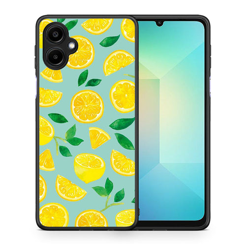 Θήκη Samsung Galaxy A06 Lemons από τη Smartfits με σχέδιο στο πίσω μέρος και μαύρο περίβλημα | Samsung Galaxy A06 Lemons case with colorful back and black bezels