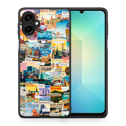 Θήκη Samsung Galaxy A06 Live To Travel από τη Smartfits με σχέδιο στο πίσω μέρος και μαύρο περίβλημα | Samsung Galaxy A06 Live To Travel case with colorful back and black bezels