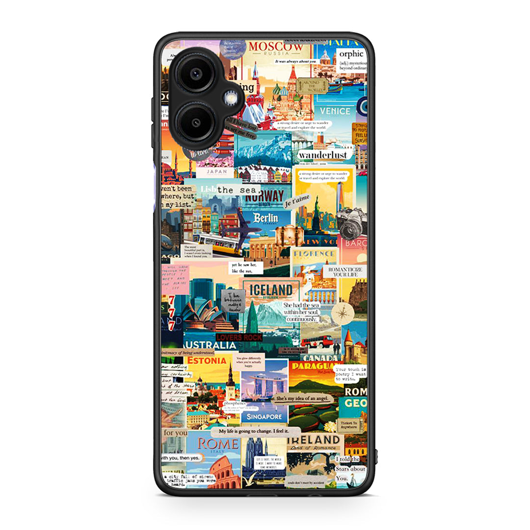 Samsung Galaxy A06 Live To Travel θήκη από τη Smartfits με σχέδιο στο πίσω μέρος και μαύρο περίβλημα | Smartphone case with colorful back and black bezels by Smartfits