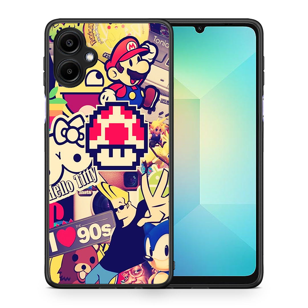 Θήκη Samsung Galaxy A06 Love The 90s από τη Smartfits με σχέδιο στο πίσω μέρος και μαύρο περίβλημα | Samsung Galaxy A06 Love The 90s case with colorful back and black bezels