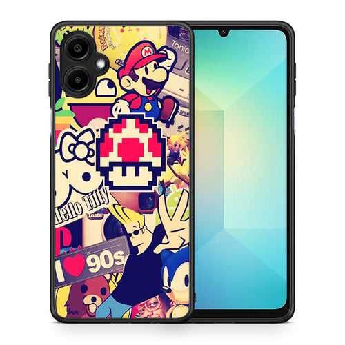 Θήκη Samsung Galaxy A06 Love The 90s από τη Smartfits με σχέδιο στο πίσω μέρος και μαύρο περίβλημα | Samsung Galaxy A06 Love The 90s case with colorful back and black bezels