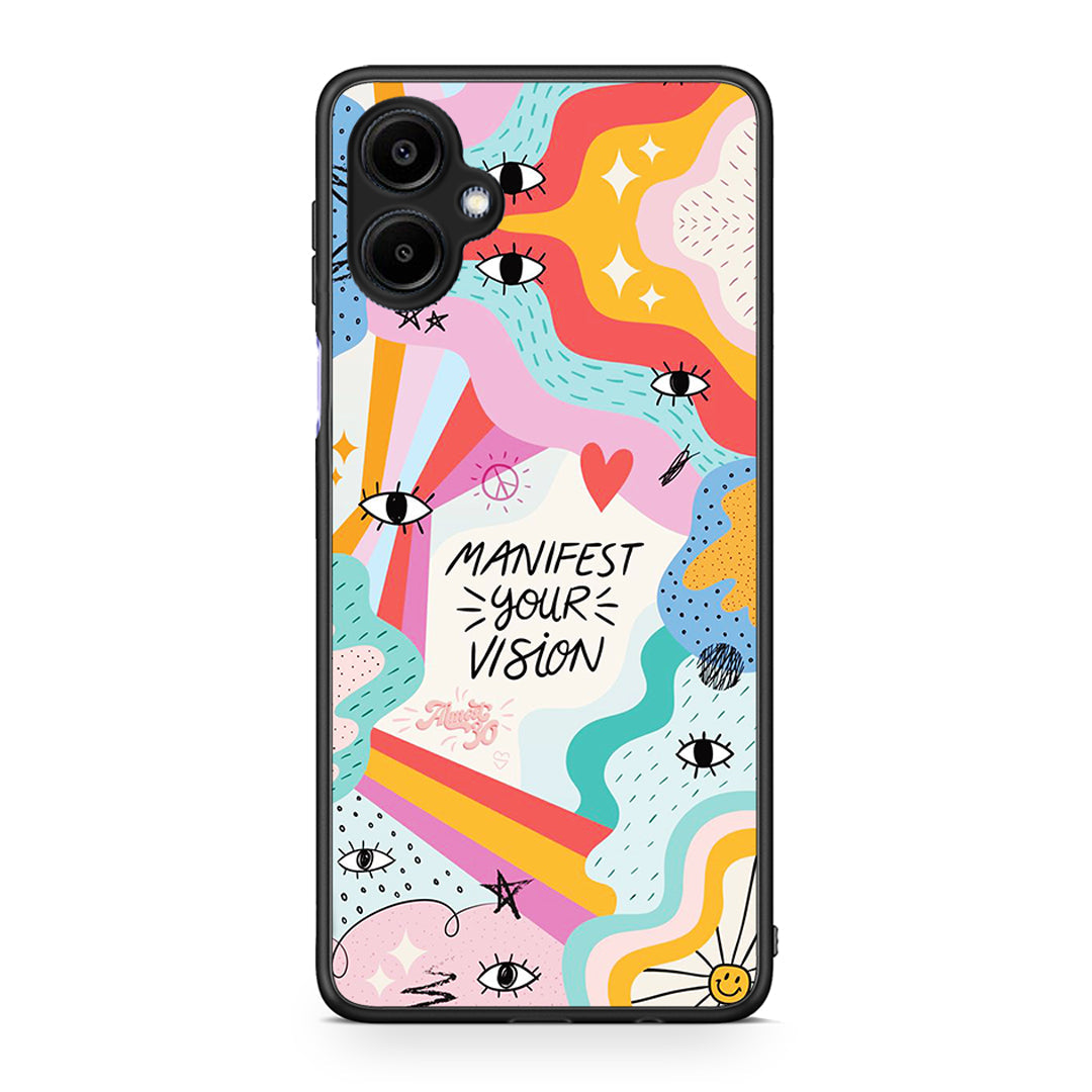 Samsung Galaxy A06 Manifest Your Vision θήκη από τη Smartfits με σχέδιο στο πίσω μέρος και μαύρο περίβλημα | Smartphone case with colorful back and black bezels by Smartfits