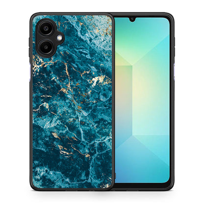 Θήκη Samsung Galaxy A06 Marble Blue από τη Smartfits με σχέδιο στο πίσω μέρος και μαύρο περίβλημα | Samsung Galaxy A06 Marble Blue case with colorful back and black bezels