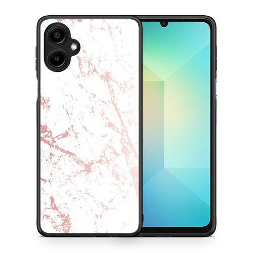 Θήκη Samsung Galaxy A06 Pink Splash Marble από τη Smartfits με σχέδιο στο πίσω μέρος και μαύρο περίβλημα | Samsung Galaxy A06 Pink Splash Marble case with colorful back and black bezels