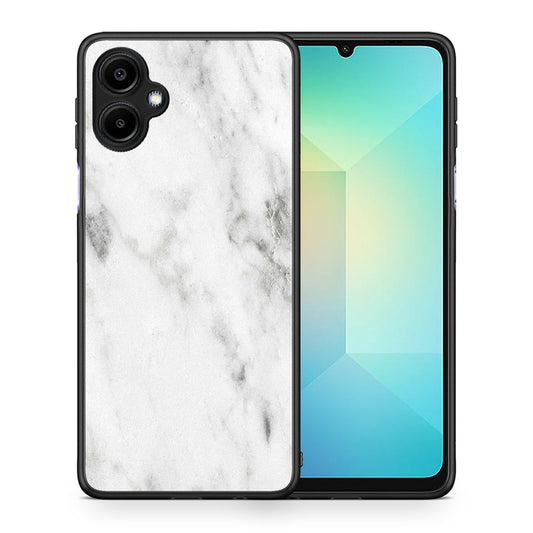 Θήκη Samsung Galaxy A06 White Marble από τη Smartfits με σχέδιο στο πίσω μέρος και μαύρο περίβλημα | Samsung Galaxy A06 White Marble case with colorful back and black bezels