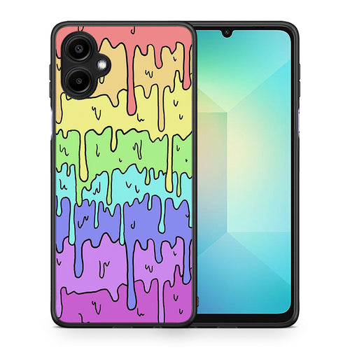 Θήκη Samsung Galaxy A06 Melting Rainbow από τη Smartfits με σχέδιο στο πίσω μέρος και μαύρο περίβλημα | Samsung Galaxy A06 Melting Rainbow case with colorful back and black bezels