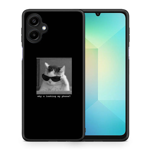 Θήκη Samsung Galaxy A06 Meme Cat από τη Smartfits με σχέδιο στο πίσω μέρος και μαύρο περίβλημα | Samsung Galaxy A06 Meme Cat case with colorful back and black bezels