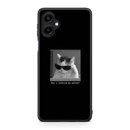 Samsung Galaxy A06 Meme Cat θήκη από τη Smartfits με σχέδιο στο πίσω μέρος και μαύρο περίβλημα | Smartphone case with colorful back and black bezels by Smartfits