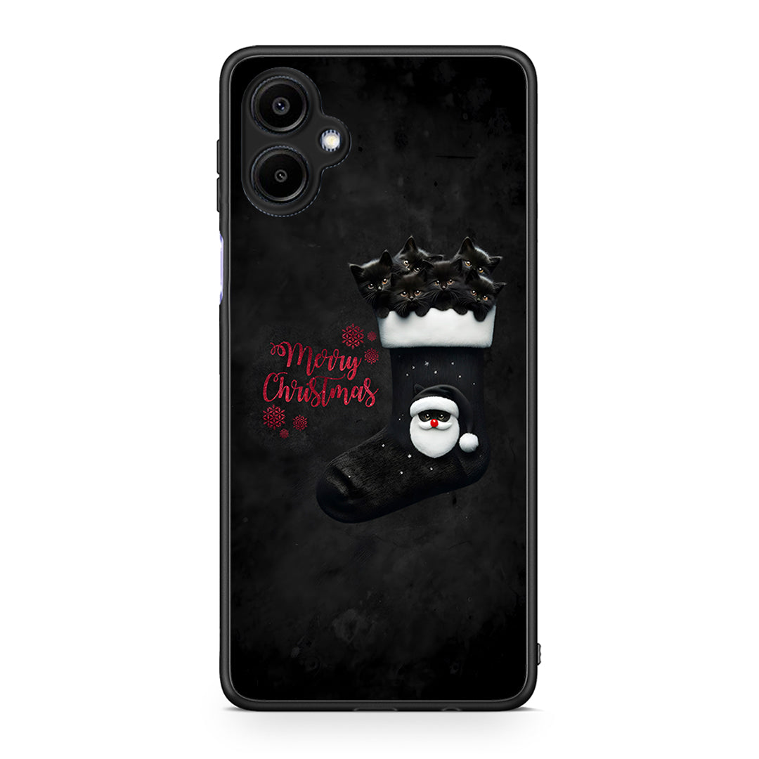 Samsung Galaxy A06 Merry Cat Christmas θήκη από τη Smartfits με σχέδιο στο πίσω μέρος και μαύρο περίβλημα | Smartphone case with colorful back and black bezels by Smartfits