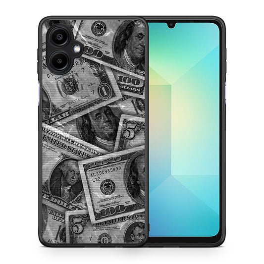 Θήκη Samsung Galaxy A06 Money Dollars από τη Smartfits με σχέδιο στο πίσω μέρος και μαύρο περίβλημα | Samsung Galaxy A06 Money Dollars case with colorful back and black bezels
