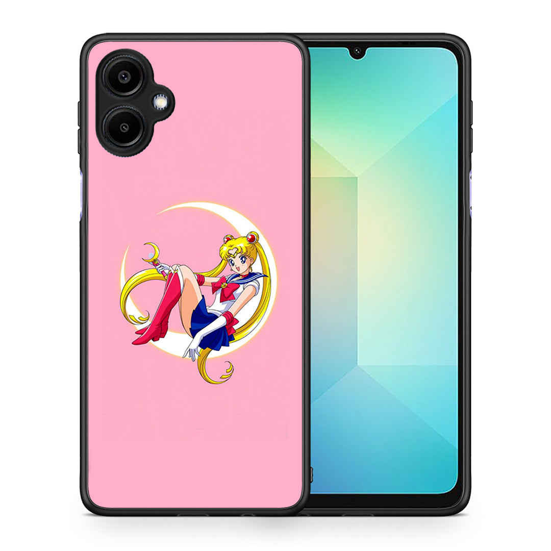 Θήκη Samsung Galaxy A06 Moon Girl από τη Smartfits με σχέδιο στο πίσω μέρος και μαύρο περίβλημα | Samsung Galaxy A06 Moon Girl case with colorful back and black bezels